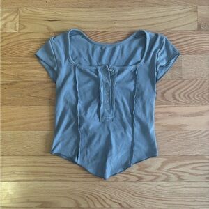 Women's Blue Button-Up Top